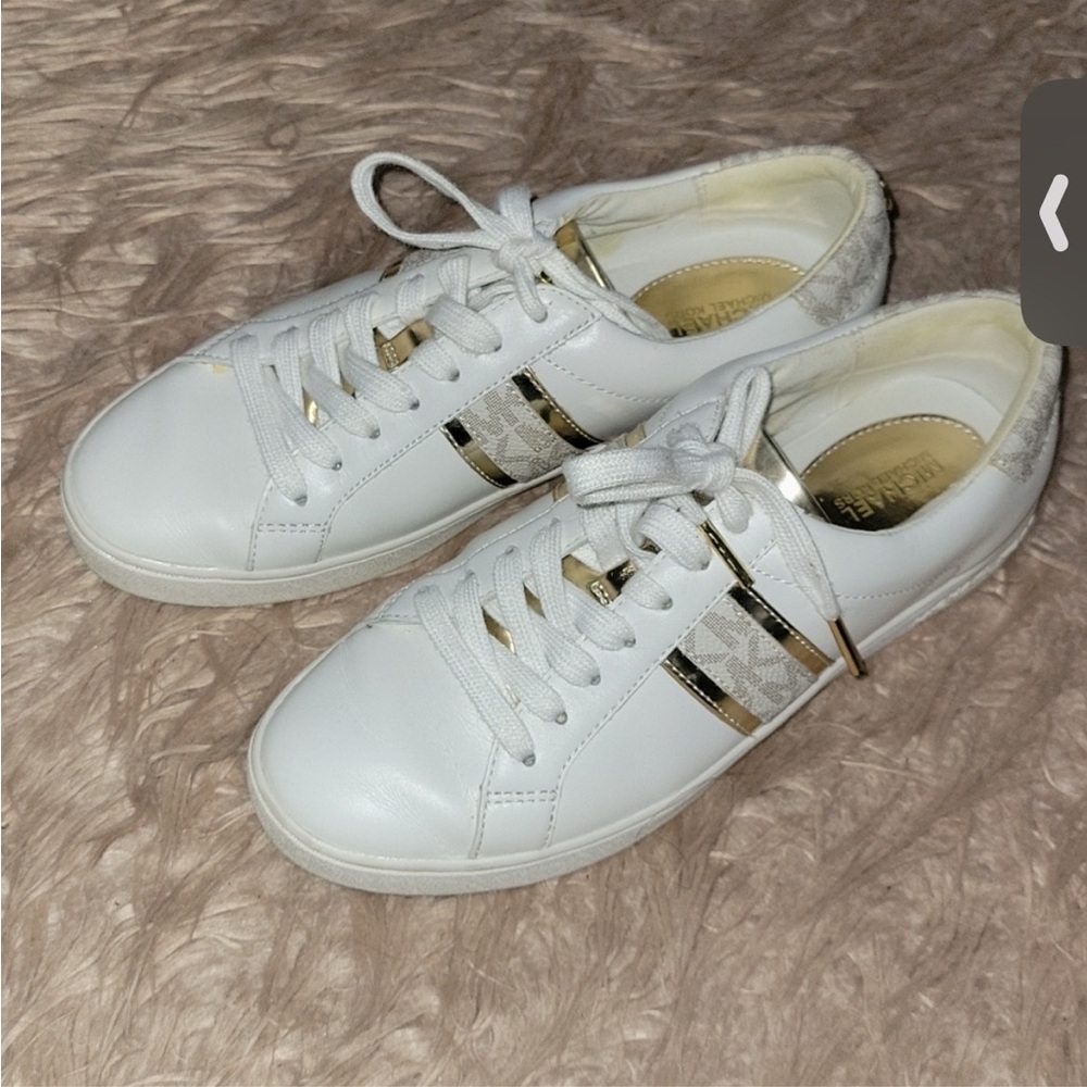 Michael Kors White and Gold Sneakers - Picture 3 of 7